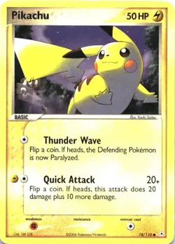 Pikachu 78/110 Common Holon Phantoms Pokemon Damaged - Image 1