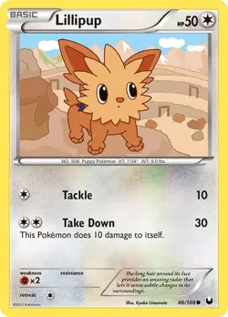 Lillipup DEX 86/108 Pokemon Dark Explorers Common EN MP - Image 1