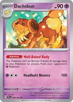 Dachsbun - 039/091 PAF 039/091 Pokemon SV: Paldean Fates Uncommon Reverse Hol... - Image 1