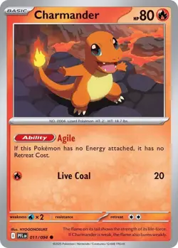 Charmander PFL 011/094 Pokemon ME02: Phantasmal Flames Common EN NM - Image 1