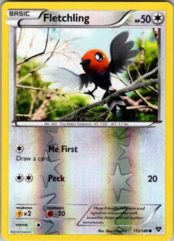 Fletchling Pokemon XY 113/146 Reverse Holo LP - Image 1