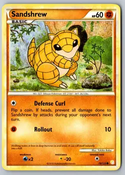 Pokemon: Sandshrew Common HeartGold SoulSilver 79/123 LP - Image 1