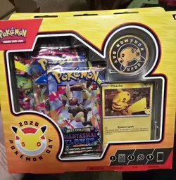 Pokemon TCG Pokemon Day 2026 Collection Box Pikachu Promo Coin Boosters Lot of 2 - Image 2