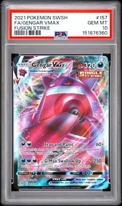 PSA 10 Gengar VMAX Ultra Rare FUSION STRIKE 157/264 GEM MINT Graded Pokemon Card - Image 1