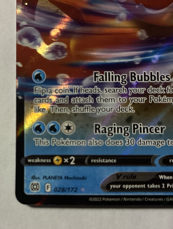 Kingler V Brilliant Star (SWSH09) Ultra Rare #028/172 Pokemon 2022 LP - Image 2
