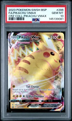 2023 POKEMON SWSH BLACK STAR PROMO #286 FULL ART/PIKACHU VMAX PSA 10 - Image 1