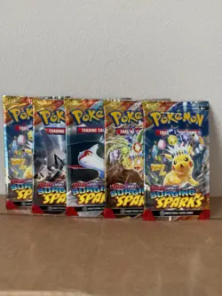 Pokemon TCG Scarlet & Violet Surging Sparks Booster Packs Bundle x5 NEW SEALED - Image 1