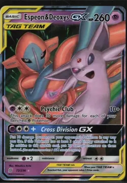 Espeon & Deoxys GX 72/236 Holo GX Rare Unified Minds Pokemon Holo Near Mint - Image 1