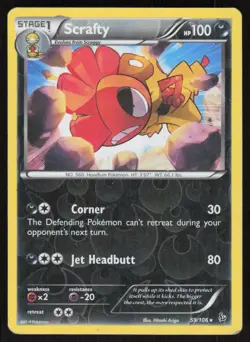 Scrafty 59/106 Rare Flashfire Pokemon Reverse Holo Lightly Played - Image 1