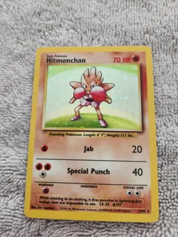 Hitmonchan Holo Pokemon TCG Base Set Unlimited 7/102 - Ungraded - NM - Image 2