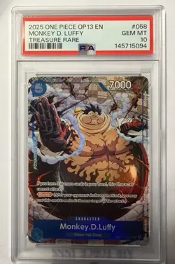 2025 One Piece Monkey D. Luffy Treasure Rare #OP11-058 PSA 10 GEM MINT - Image 1