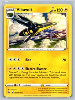 Vikavolt 101/264 Rare Fusion Strike Pokemon Card A007-021 Near Mint - Image 1