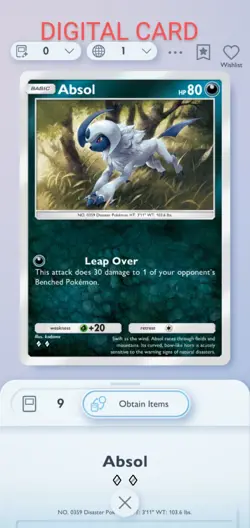 Pokemon Pocket Mobile Game Wisdom Of Sea And Sky Set Absol ◇◇ Rare Digital Card - Image 1