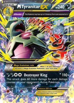 M Tyranitar EX 43 Mega Ultra Rare XY Ancient Origins Pokemon Card M/NM - Image 1