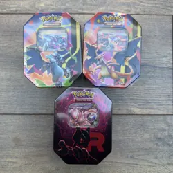 Pokemon Mega Charizard X & Y and Team Rocket’s Mewtwo Tins - Brand New & Sealed - Image 1