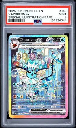 2025 POKEMON PRE EN-PRISMATIC EVOLUTIONS #149 VAPOREON EX PSA 9 - Image 1