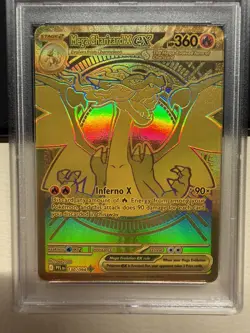 PSA 8 MINT Pokemon Mega Charizard X ex Gold 130/094 Phantasmal Flames (English) - Image 2
