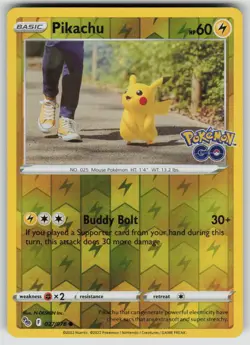 PIKACHU 027/078 COMMON POKEMON GO POKEMON REVERSE HOLO NEAR MINT - Image 1