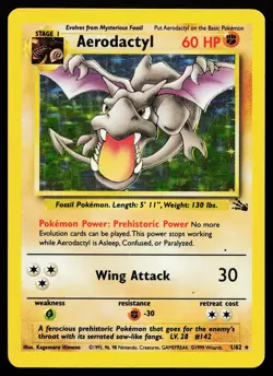 Aerodactyl 1/62 Unlimited Holo Rare Fossil Pokemon Card - Image 1