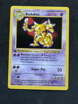 Pokemon Kadabra Card 32/102 1st Edition Base Set Shadowless - Image 1