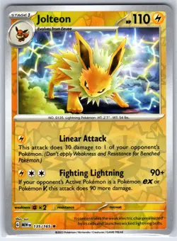 Jolteon 135/165 Rare 151 Pokemon Holo Near Mint - Image 1