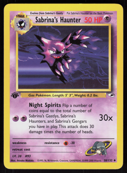 Pokemon Sabrina's Haunter 58/132 Gym Heroes Uncommon 1st Edition Near Mint - Image 1