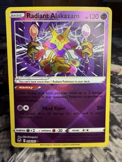 Pokemon TCG Radiant Alakazam 59/195 Silver Tempest 2022 NM - Image 3
