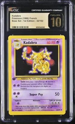 CGC 10 PRISTINE Kadabra 1999 Base Set FRENCH 1st Edition 32/102 Pokemon Card - Image 1