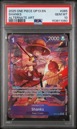2025 ONE PIECE OP13-CARRYING ON HIS WILL ALTERNATE ART #065 SHANKS PSA 10 - Image 1