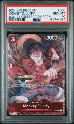 2024 ONE PIECE CHAMPIONSHIP CS 2023 CELEBRATION PACK PROMO MONKEY D LUFFY PSA 10 - Image 1