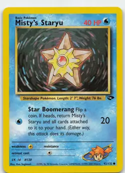 Misty's Staryu 092/132 Common Unlimited Gym Challenge LP Pokemon - Image 1