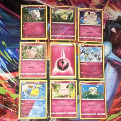 Pokemon TCG 9-Card Fairy Mixed Lot Swirlix Cutiefly Clefairy Holo + Energy lot 4 - Image 1