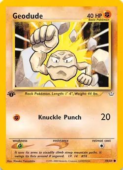 Geodude 1st Edition 44/64 Neo Revelation Pokemon - Image 1
