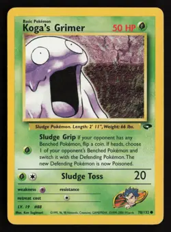 Koga's Grimer 78/132 Common Gym Challenge Pokemon Unlimited Lightly Played - Image 1