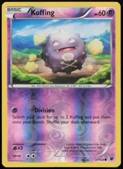 Koffing 27/124 MP Fates Collide Common Reverse Holo Pokemon - Image 1
