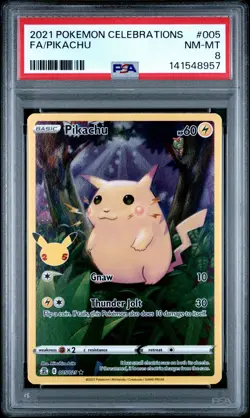 2021 POKEMON CELEBRATIONS #005 FULL ART/PIKACHU PSA 8 - Image 1