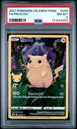 2021 POKEMON CELEBRATIONS #005 FULL ART/PIKACHU PSA 8 - Image 1