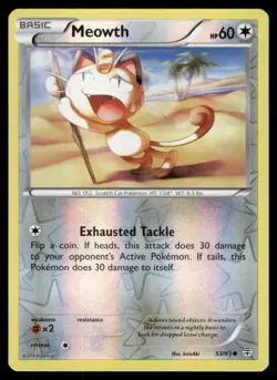2016 Pokemon Meowth Common Generations 53/83 Reverse Holo LP - Image 1