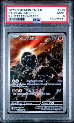 2023 POKEMON PAL EN-PALDEA EVOLVED ILLUSTRATION RARE #218 PALDEAN TAUROS PSA 9 - Image 1