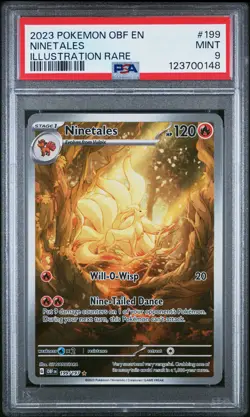 2023 POKEMON OBF EN-OBSIDIAN FLAMES ILLUSTRATION RARE #199 NINETALES PSA 9 - Image 1