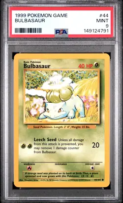 1999 Pokemon Game Base Set UNLIMITED PSA 9 Bulbasaur #44 - Image 1
