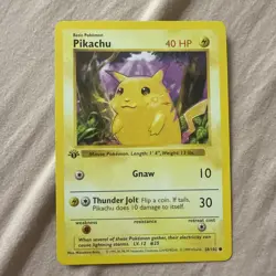 LIGHT STAMP 1st Edition Shadowless Pikachu Base Set Yellow Cheeks Pokemon Card - Image 1