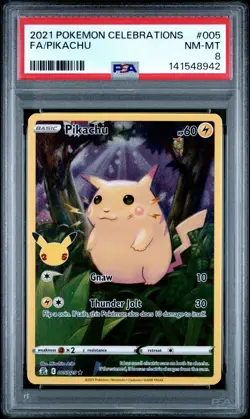 2021 POKEMON CELEBRATIONS #005 FULL ART/PIKACHU PSA 8 - Image 1