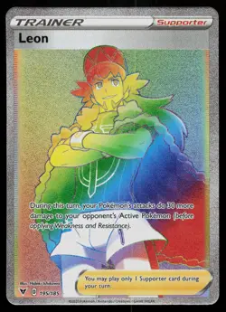 LEON 195/185 RAINBOW RARE VIVID VOLTAGE POKEMON LP - Image 1