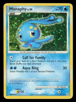 Manaphy 9/130 Holo Rare Diamond & Pearl Pokemon MP - Image 1