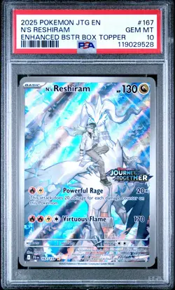 2025 POKEMON JTG EN-JOURNEY TOGETHER #167 N'S RESHIRAM PSA 10 - Image 1