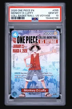 PSA 10 Monkey D. Luffy 2026 One Piece College Basketball US Voyage #P-055 Promo - Image 1