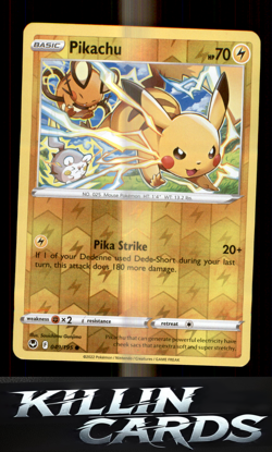 Reverse Holofoil Pikachu 049/195 Pokemon Common SWSH12: Silver Tempest Card NM - Image 1