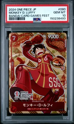 2024 ONE PIECE JAPANESE PROMOS BANDAI CARD GAMES FEST MONKEY D. LUFFY PSA 10 - Image 1