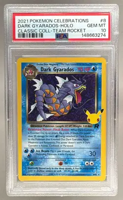 3274 Dark Gyarados 2021 Pokemon Sword & Shield Celebrations Classic #8 PSA 10 - Image 1